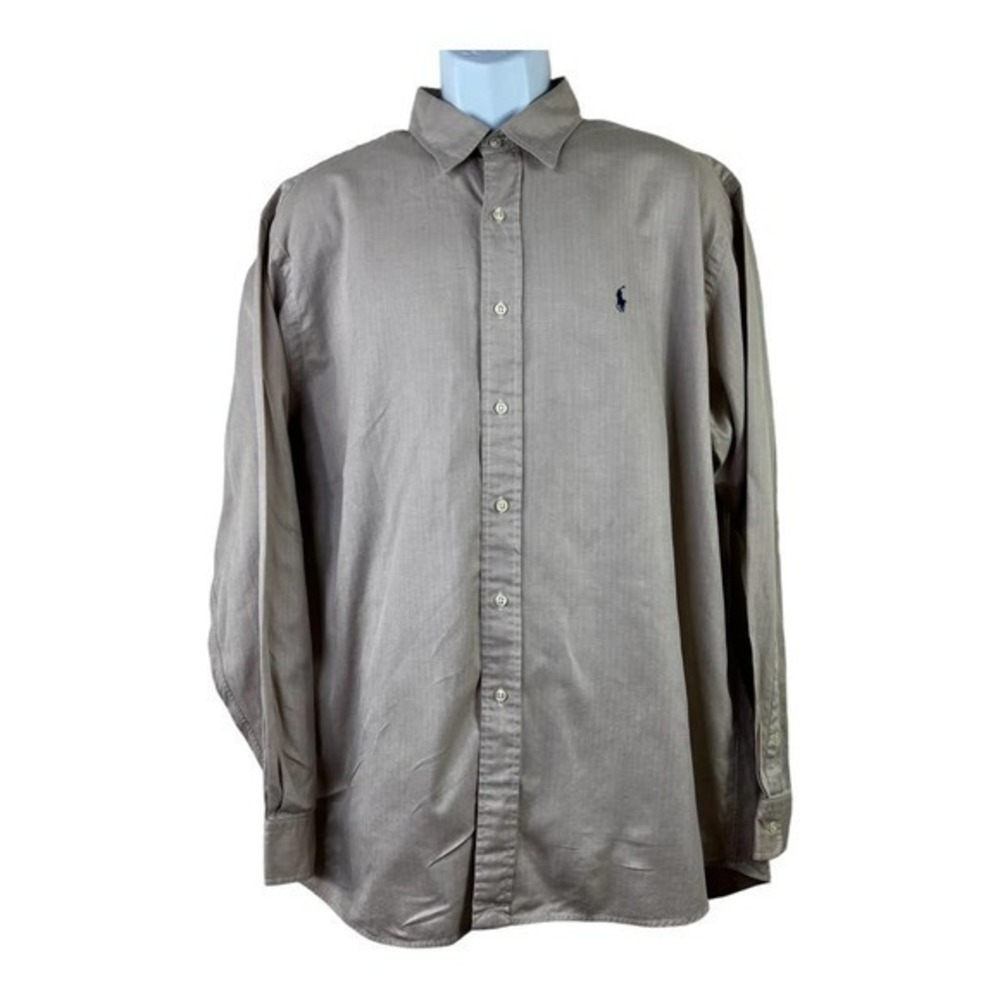 Polo Ralph Lauren Men Casual shirt Cream Buttons Front Size XL